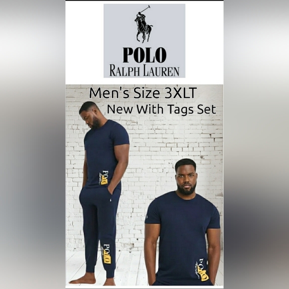 New Polo Men 3XLT Navy Blue Atleasure Relax Soft Stretch Jogger Set - Picture 1 of 6